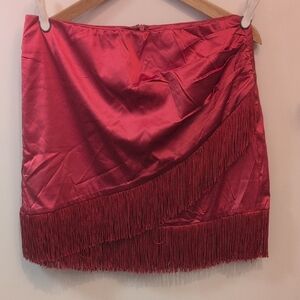 Lulu's Scarlet Fringe Mini Skirt